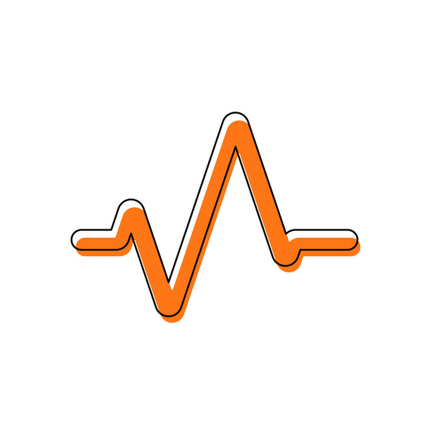 einfaches Pulsicon. isoliertes Symbol, bestehend aus schwarzer dünner Kontur und orangefarbener beweglicher Füllung auf verschiedenen Ebenen. weißer Hintergrund - Vektor, Bild
