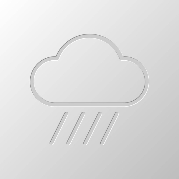 Cloud a déšť. Jednoduché ikony počasí. Lineární styl. Design papíru. Broušená symbol. Vypeckovaných styl - Vektor, obrázek