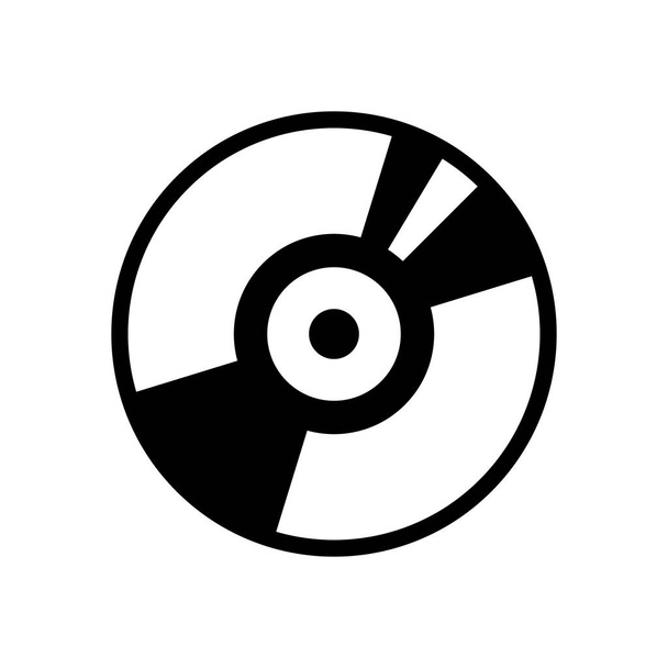 ビンテージ ビニール、オーディオ ディスク、dj プレーヤー。シンプルなアイコン、音楽ロゴ。白い背景の黒いアイコン - ベクター画像