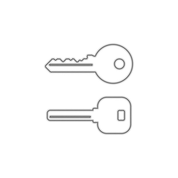 conjunto de ícones de chaves. silhueta contorno pontilhado com sombra no fundo branco
 - Vetor, Imagem