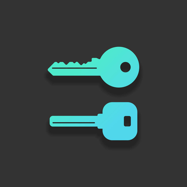keys icons set. Colorful logo concept with soft shadow on dark background. Icon color of azure ocean - Vector, Image