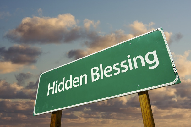 Hidden Blessing Green Road Sign with Dra - Photo, Image