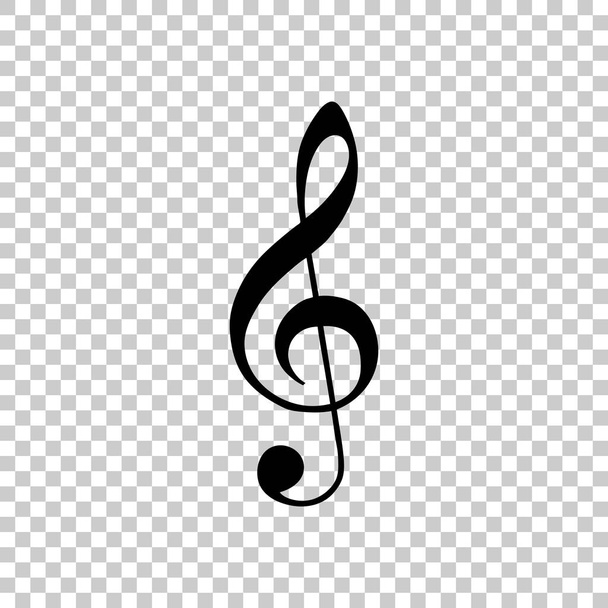 Simple icon of treble key. Black icon on transparent background. - Vector, Image