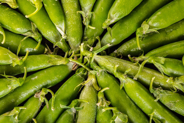 food background of a texture of green peas pods - Zdjęcie, obraz