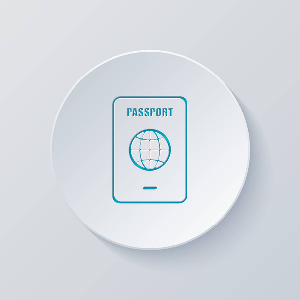 passport, simple icon. Cut circle with gray and blue layers. Paper style - Vector, Image