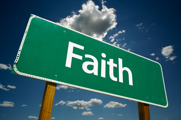 Faith Road Sign Over Sky and Clouds - Photo, Image