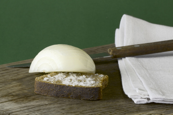 Çavdar ekmeği tuz ve soğan ile - Fotoğraf, Görsel