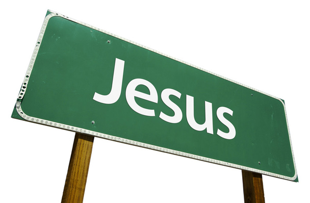 Panneau de route de Jésus avec chemin de coupe
 - Photo, image