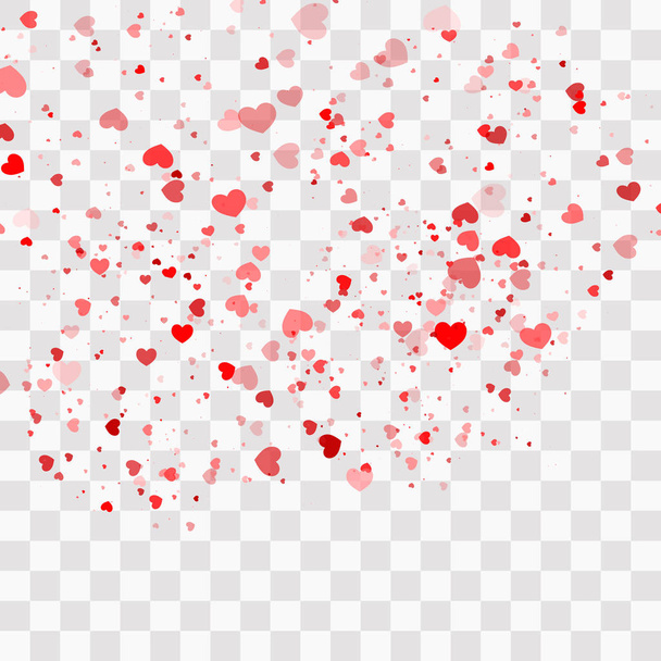 Heart confetti falling on transparent background. - Stock