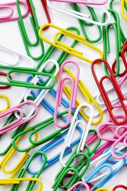 close up of paper clips isolated on white background - Photo, Image