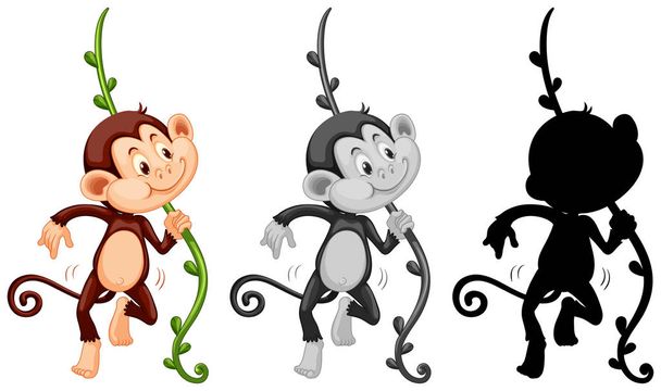 Reihe von Affen Charakter Illustration - Vektor, Bild