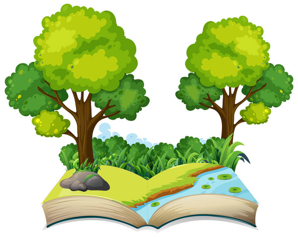 Isolated open book nature theme illustration - Vector, Image