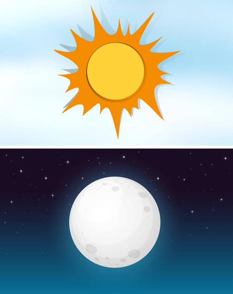 Day and night sky illustration - Vector, Image