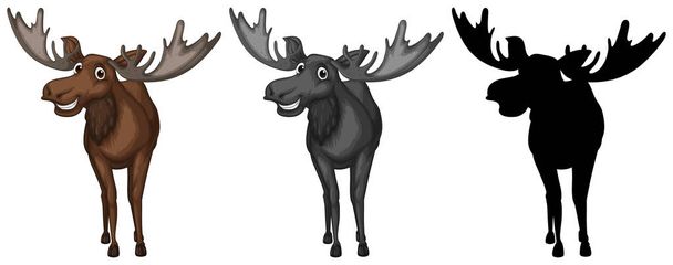 Set van moose karakter illustratie - Vector, afbeelding