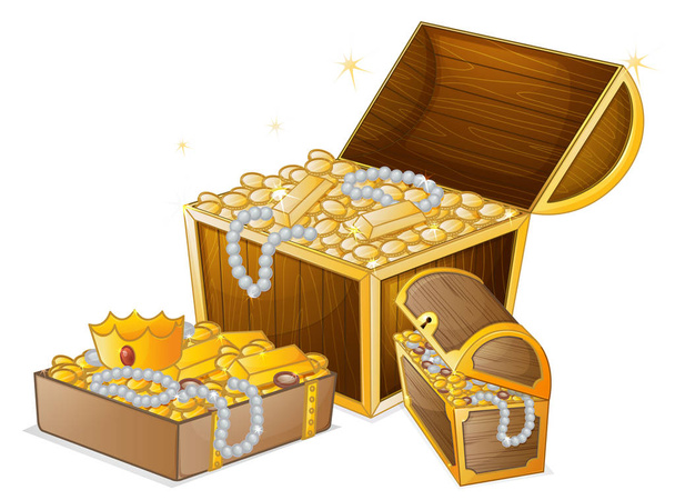 Set of gold treasure illustration - Vector, Image
