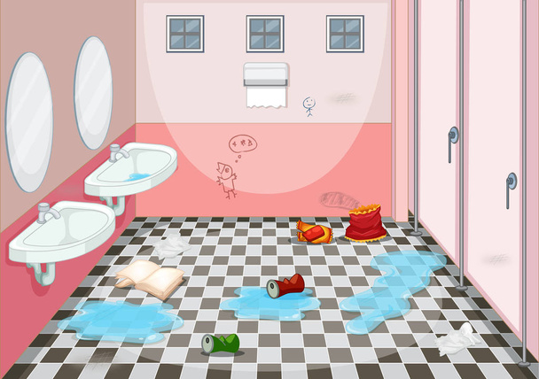 Дизайн интерьера грязного туалета
 - Вектор,изображение