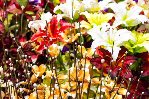 Colorful plastic Tulips bouquet - Фото, изображение