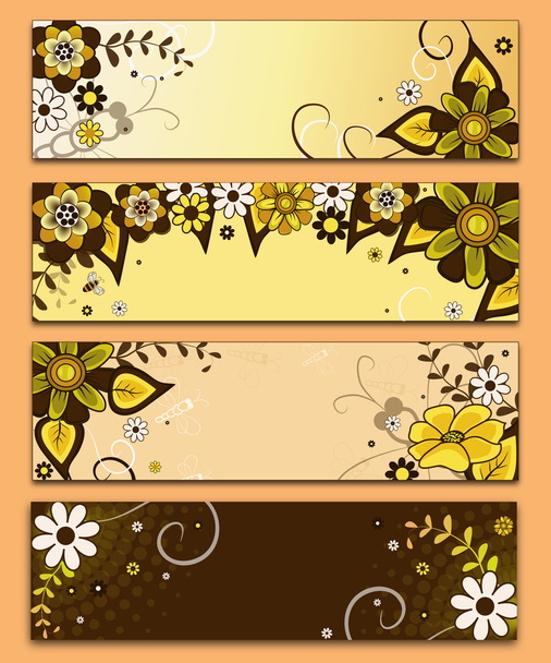 Horizontal banners with flowers. EPS 10 - Вектор,изображение
