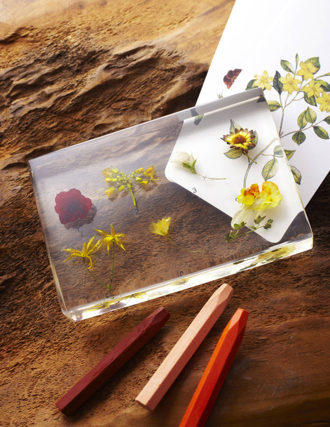 Primer plano de vidrio con flores, decoración del día de San Valentín
  - Foto, imagen