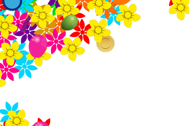 card with flowers and balloons - Vetor, Imagem
