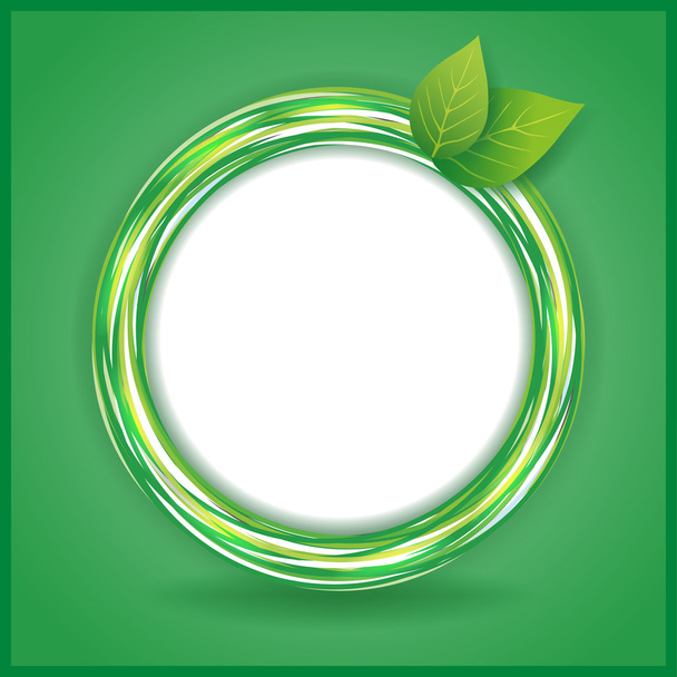 Abstract Eco background with leaves and circle - Вектор,изображение