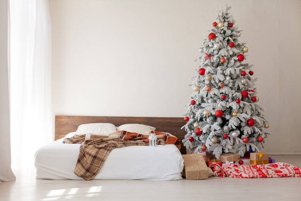 inverno Natal fundo cama quarto árvore feriado presentes ano novo
 - Foto, Imagem