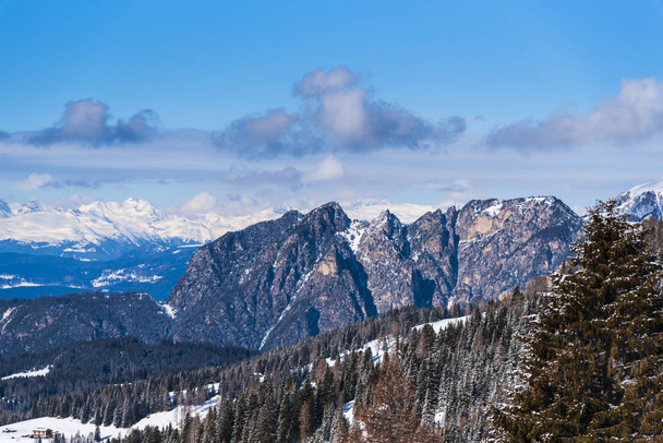 Amazing mountain view covered with fluffy snow - Zdjęcie, obraz