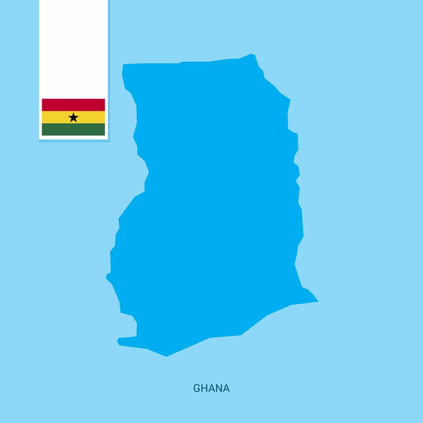 Mapa země Ghana s vlajkou modré pozadí - Vektor, obrázek