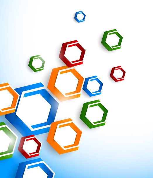 Background with colorful hexagons - Vector, imagen
