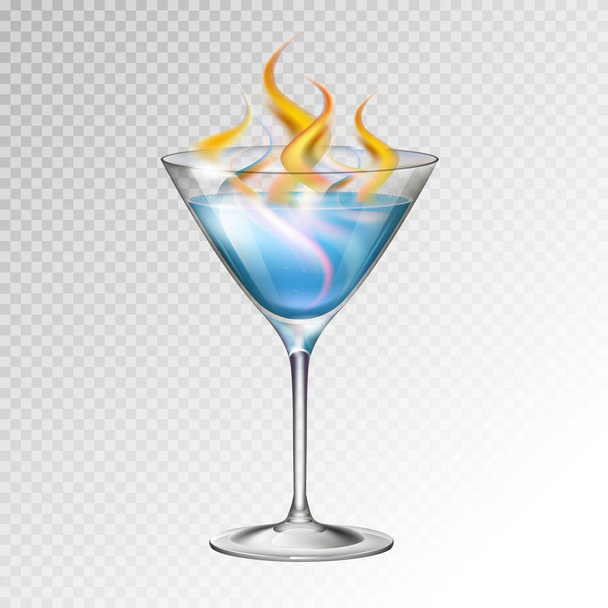 Realistic cocktail sambuka glass vector illustration on transparent background - Vetor, Imagem