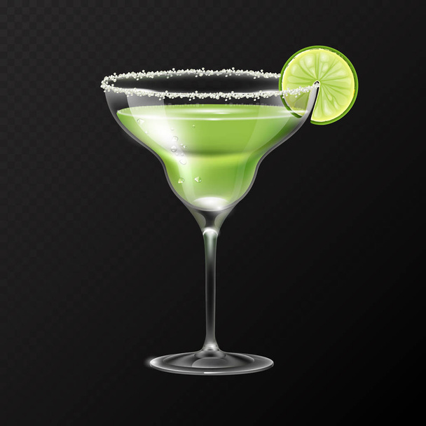 Realistic cocktail margarita glass vector illustration on transparent background - Vector, Imagen