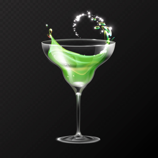 Realistic cocktail margarita glass vector illustration on transparent background - Vector, Image