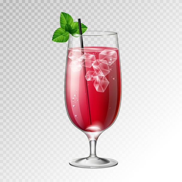 Realistic cocktail bloody mary glass vector illustration on transparent background - Vetor, Imagem