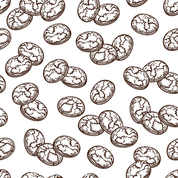 Oatmeal cookies seamless fast food pattern. Vector hand drawn  - Вектор,изображение