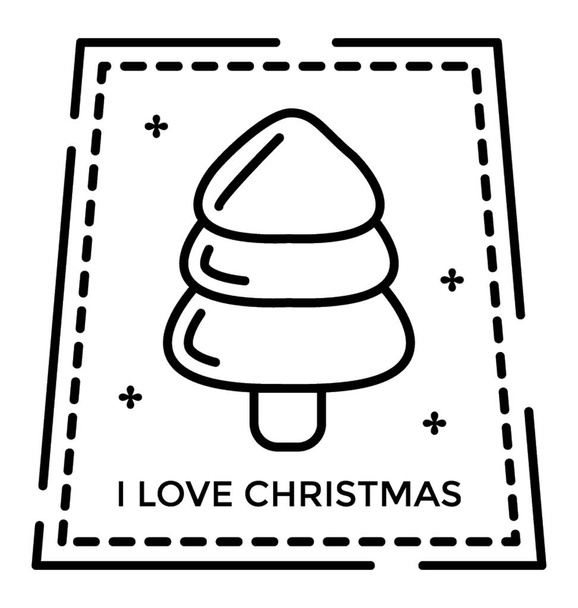 Christmas sticker line icon  - Vector, afbeelding