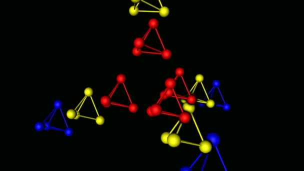 Loopable chromadepth atom dizi hareket grafik öğeleri. Döngü kesintisiz yüksek çözünürlüklü moleküler chromadepth animasyon arka planlar. - Video, Çekim