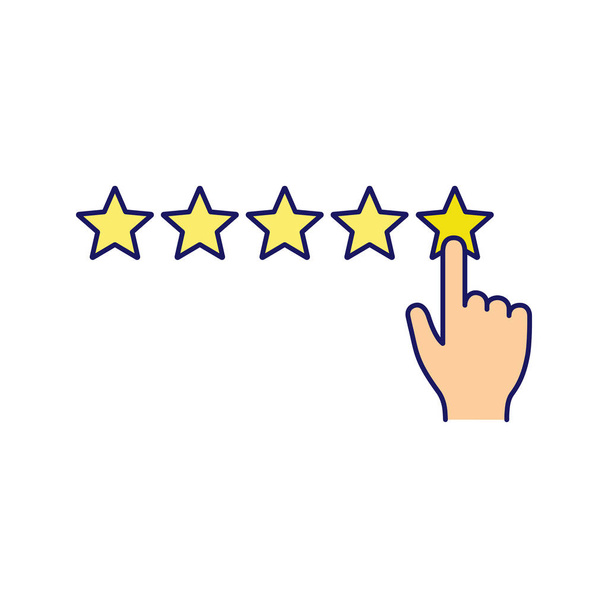 High rating color icon. Customer positive feedback and reviews. Ranking. Rating scale click. Isolated vector illustration - Vector, Image