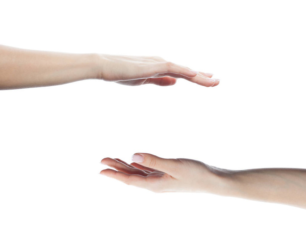 Δύο χέρια μέτρηση απομονωθεί σε λευκό - Φωτογραφία, εικόνα