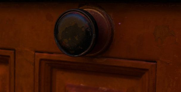 close up on a round door handle with decorative elements, door decoration, vintage - Photo, Image