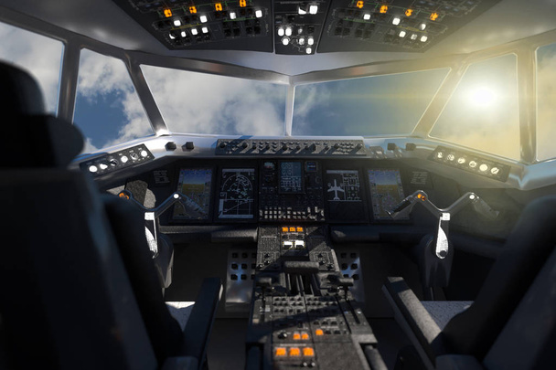 la cabina di pilotaggio del velivolo all'interno del rendering 3d
 - Foto, immagini