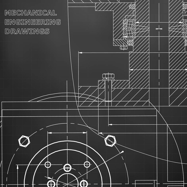 Mechanics. Technical design. Engineering style. Mechanical instrument making. Corporate Identity. Black background. Grid - Vector, Image