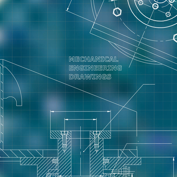 力学。テクニカルデザイン。エンジニアリングスタイル。機械器具作り。カバー。青い背景。グリッド - ベクター画像
