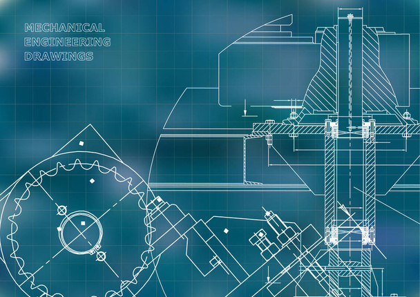 Blueprints. Mechanical drawings. Engineering illustrations. Technical Design. Banner. Blue background. Grid - Vector, Image