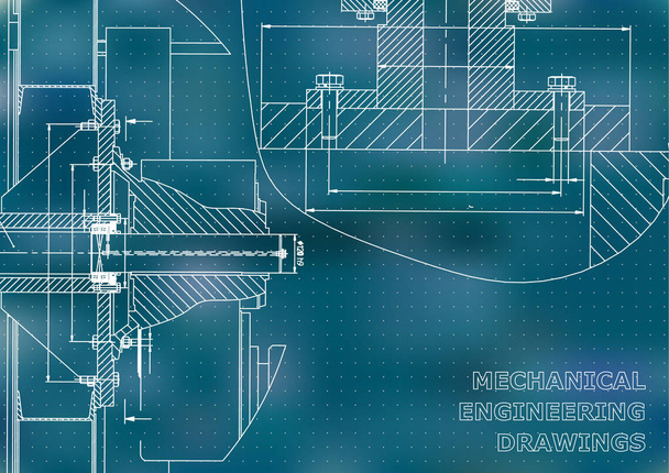 Technical illustration. Mechanical engineering. Backgrounds of engineering subjects. Blue background. Points - Vector, Image