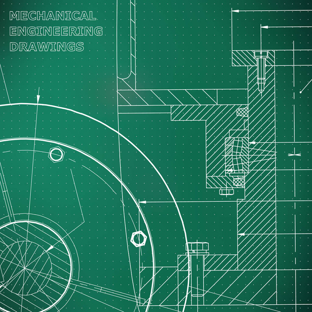 Mühendislik konuların arka planlar. Teknik resimde. Makine Mühendisliği. Açık yeşil renkli. Puan - Vektör, Görsel