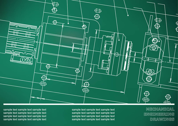 Mechanical engineering drawings on a Light green background. Vector. Background for inscription - Vector, Image