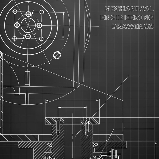 力学。技術的な設計。エンジニア リング スタイルです。機械。黒の背景。グリッド - ベクター画像