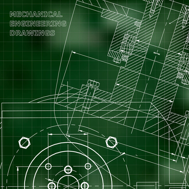 力学。技術的な設計。エンジニア リング。コーポレート ・ アイデンティティ。緑の背景。グリッド - ベクター画像