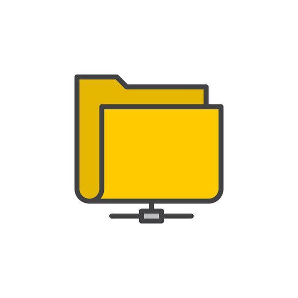 Shared network folder line icon, filled outline vector sign, linear colorful pictogram isolated on white. Symbol, logo illustration. Editable stroke. Pixel perfect - Vektor, Bild
