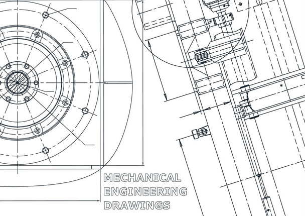 Plano. Ilustración de ingeniería vectorial. Cubierta, volante, pancarta, fondo. Dibujos para hacer instrumentos. Mecánica
 - Vector, imagen